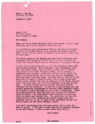 Letter from Donald Crabtree to George F. Wili