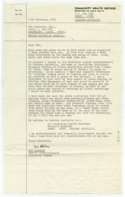 Letter from Kim Akerman to Donald Crabtree