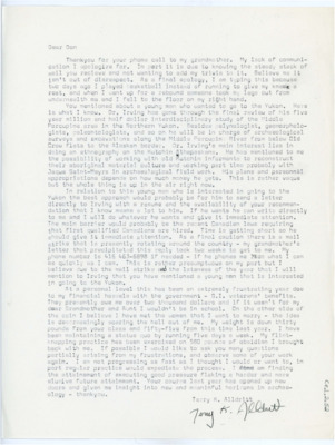 Letter from Terry Alldritt to Donald Crabtree
