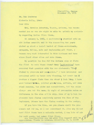Letter from T. C. Allen to Donald Crabtree
