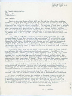 Letter from Donald Crabtree to Philip Allsworth-Jones
