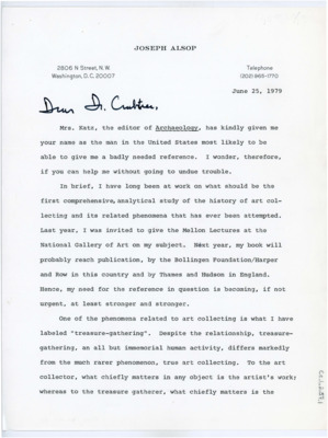Letter from Joseph Alsop to Donald Crabtree