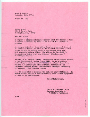 Letter from Donald Crabtree to Joseph Alsop