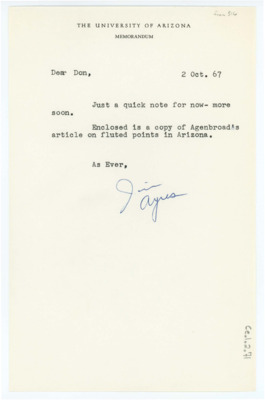 Letter from James Ayres to Donald Crabtree