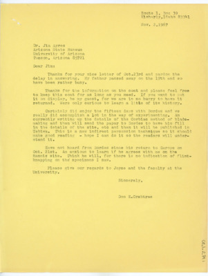Letter from Donald Crabtree to James Ayres
