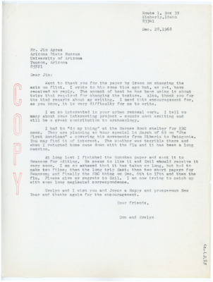 Letter from Donald Crabtree to James Ayres