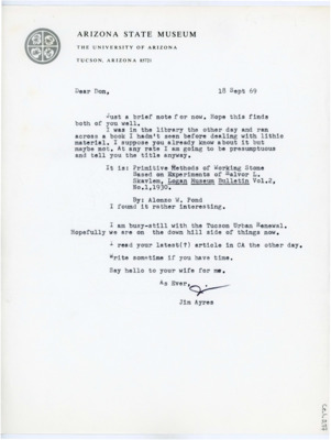 Letter from James Ayres to Donald Crabtree