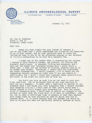 Letter from Charles J. Bareis to Donald Crabtree