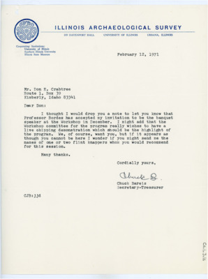 Letter from Charles J. Bareis to Donald Crabtree
