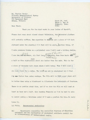 Drafted letter from Donald Crabtree to Charles Bareis