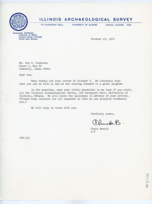 Letter from Charles J. Bareis to Donald Crabtree