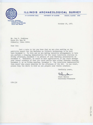 Letter from Charles J. Bareis to Donald Crabtree