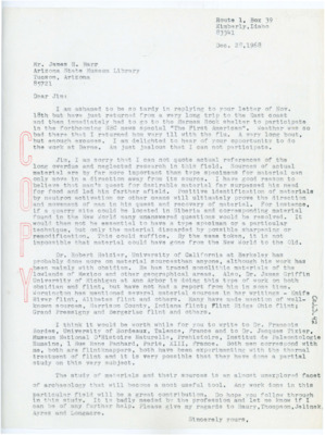 Letter from Donald Crabtree to James Barr