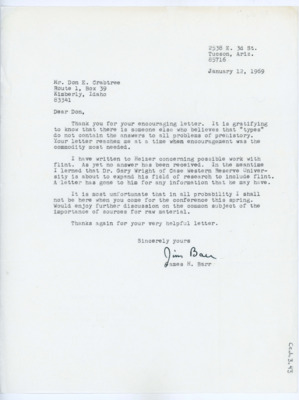 Letter from James Barr to Donald Crabtree
