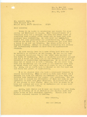 Letter from Donald Crabtree to Quentin Bass