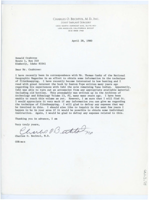 Letter from Charles Bechtol to Donald Crabtree