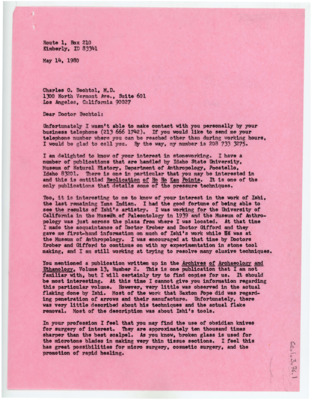 Letter from Donald Crabtree to Charles Bechtol