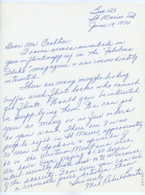 Letter from Robert Banta to Donald Crabtree