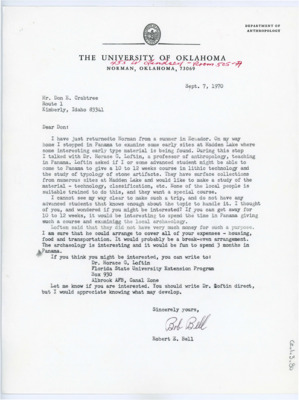 Letter from Robert Bell to Donald Crabtree