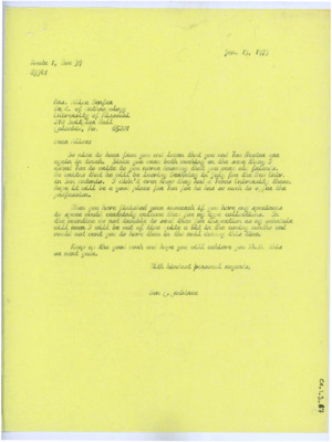 Letter from Donald Crabtree to Alice Benefer