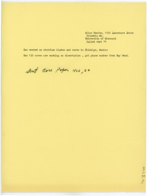 Note by Donald Crabtree