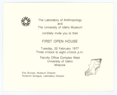 Invitation from the University of Idaho Museum and the Laboratory of Anthropology