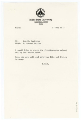 Letter from B. Robert Butler to Donald Crabtree