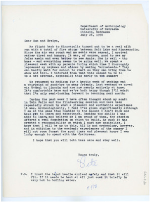 Letter from Peter Bleed to Donald Crabtree