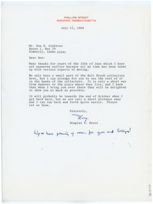 Letter from Douglas Byers to Donald Crabtree