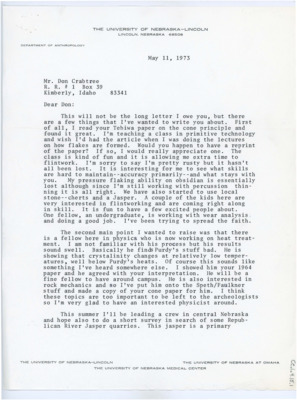 Letter from Peter Bleed to Donald Crabtree