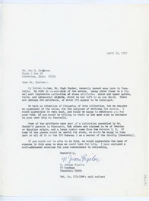 Letter from M. Jerome Bigelow
