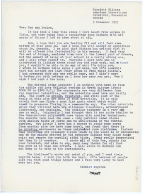 Letter from Harriet Blitzer to Donald Crabtree