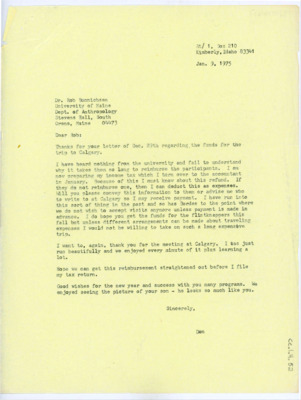 Letter from Donald Crabtree to Rob Bonnichsen