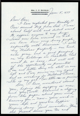 Letter from Juanita Boutelle to Donald Crabtree
