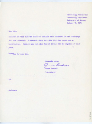 Letter from Jeanne Brodeur to Donald Crabtree