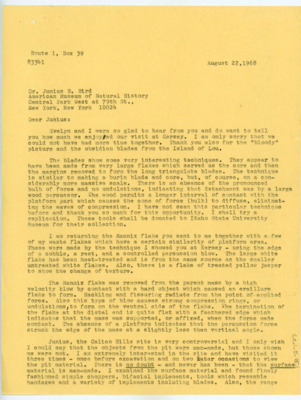 Letter from Donald Crabtree to Junius Bird