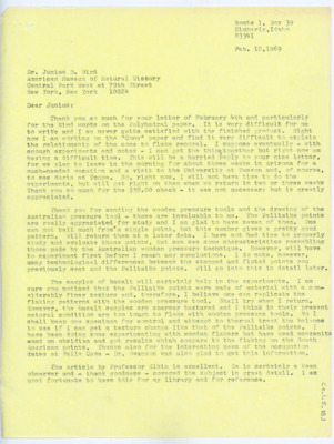 Letter from Donald Crabtree to Junius Bird