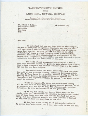 Letter forwarded from Junius Bird