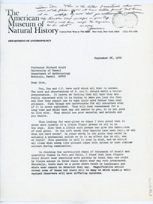 Letter forwarded from Junius Bird