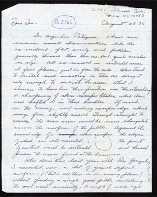 Letter from Junius Bird to Donald Crabtree