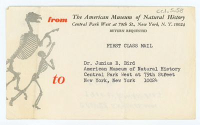 Postcard to Junius Bird