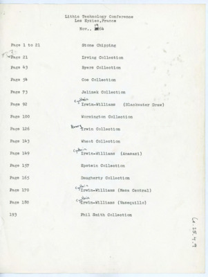 Table of contents for the Lithic technology conference in Les Eyzies, France.