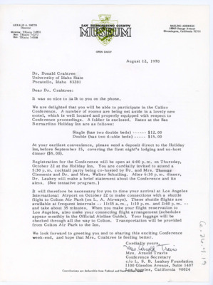 Letter from Mrs. Arnold Travis to Don Crabtree