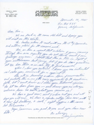 Handwritten letter from Ruth Dee Simpson to Don Crabtree