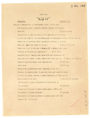 Typewritten rough cuts of the Hunter's Edge and The Hand of Man films with some handwritten notes.