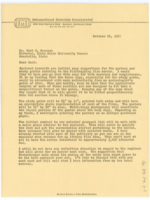 Letter from Richard Soltys to Earl Swanson