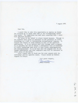 Letter from Bruce Bradley to Donald Crabtree