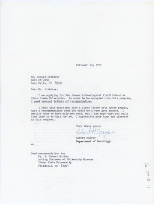 Letter from Robert Speyer to Donald Crabtree
