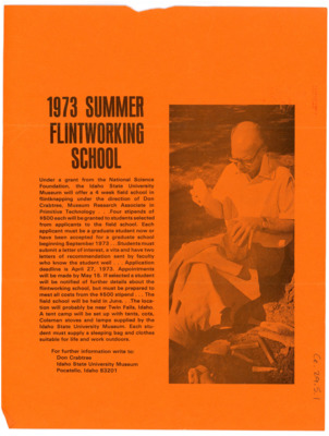 Flyer for the 1973 Summer Flintworking Session