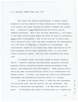 Course Evaluation from W. J. Elliott